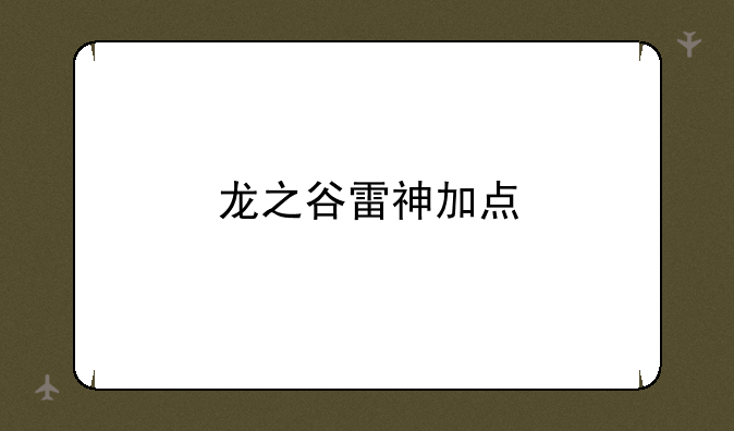 龙之谷雷神加点