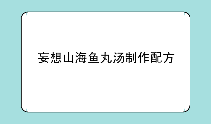 妄想山海鱼丸汤制作配方