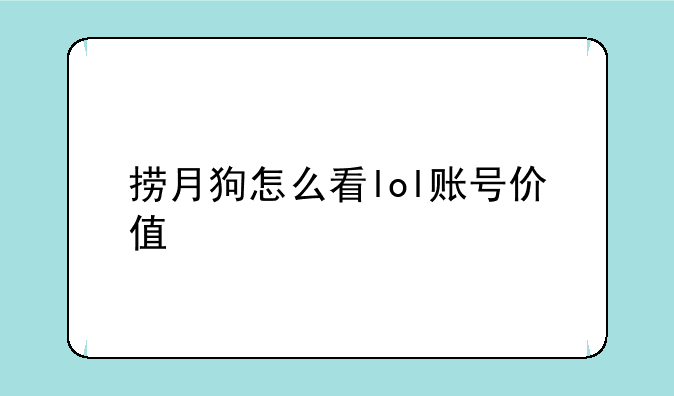 捞月狗怎么看lol账号价值