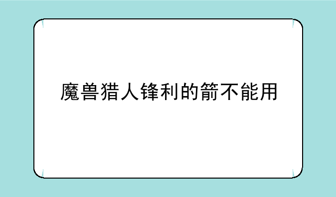 魔兽猎人锋利的箭不能用