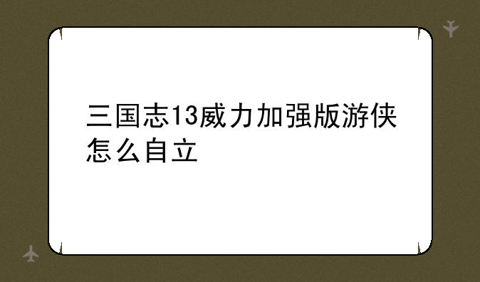 三国志13威力加强版游侠怎么自立