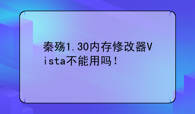 秦殇1.30内存修改器Vista不能用吗！