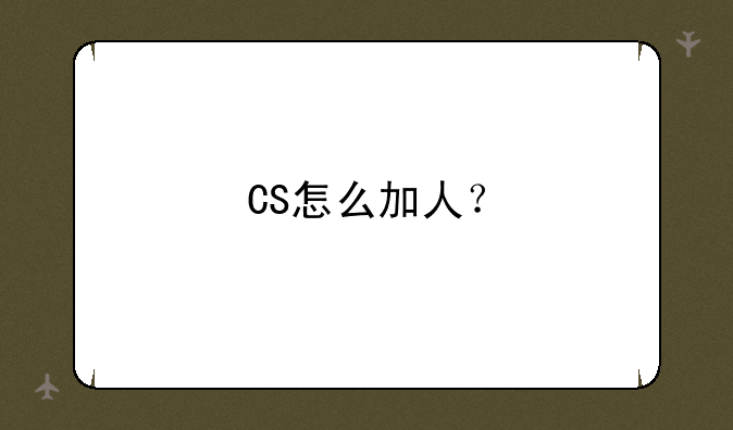 CS怎么加人？