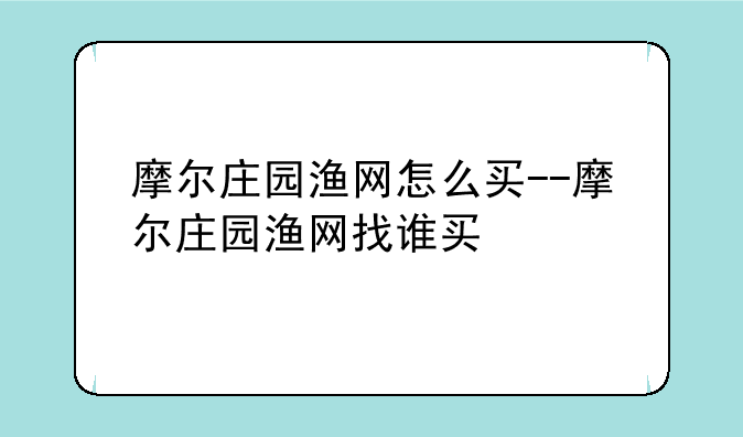 摩尔庄园渔网怎么买--摩尔庄园渔网找谁买